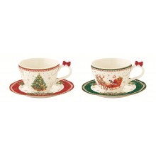 Комплект 2 чаши за еспресо 120мл с чинийк Christmas Heritage